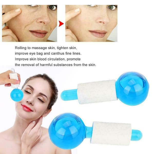 2pcs Ice Roller Globes Facial Roller Ball Cold Skin Face Massager Tool for Face and Neck Headache