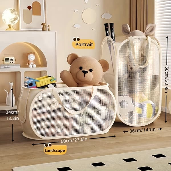 Large Toy Storage Basket, Transparent, Divided Compartments, Durable Horizontal Horisontell
