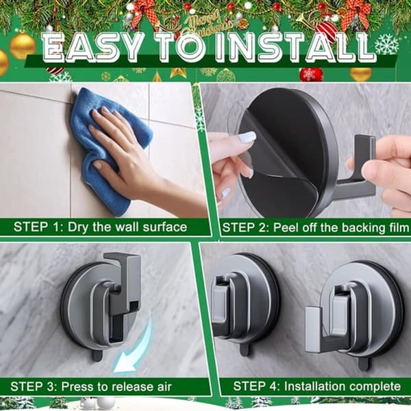 Two-piece - Shower Suction Cup Hook - Suction Cup Hook - For Bathroom Towel Hanger