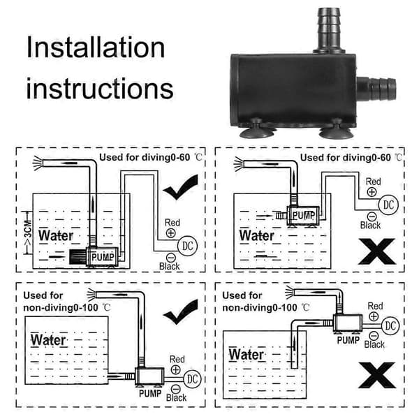 DC5V Mini Børsteløs USB Akvarium Fisketank Dam Fontæne Dykkbar Vandpumpe