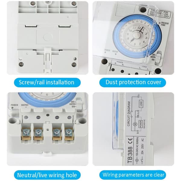 250VAC 16A 24-timers mekanisk timer, universell analog mekanisk timer