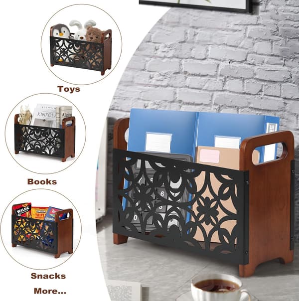 Magazine rack, freestanding magazine rack, display stand/storage basket for newspapers and documents