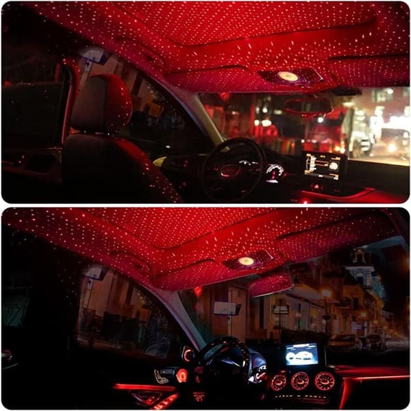Atmosphere Lamp, USB Car Lamp Starry Sky Atmosphere LED Projector Red Night Light Adjustable Multiple Modes, Romantic Light for Home/Party