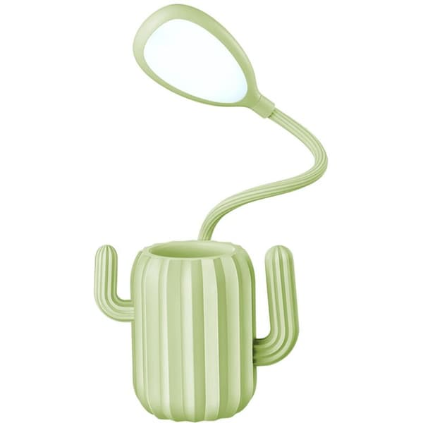 Children's Table Lamp, 3-Level USB Rechargeable Dimmable Bedside Lamp with Home Pen Holder for Kids, Green