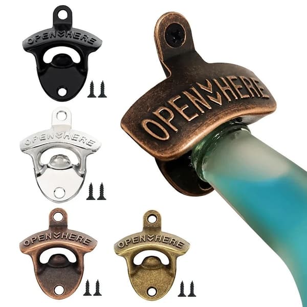 Retro Wall Mounted Beer Opener - Cast Iron Wall Mounted Bottle Opener Silver Silver