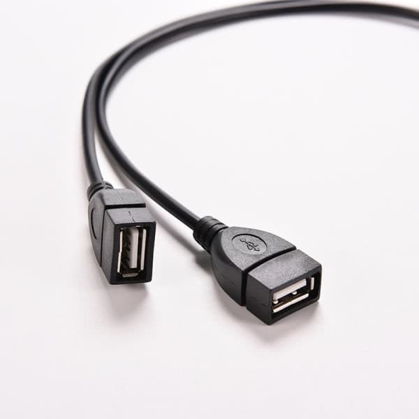 USB 2.0 A hann til 2 doble USB hunn Jack Y Splitter Hub Power C Svart 1 stk