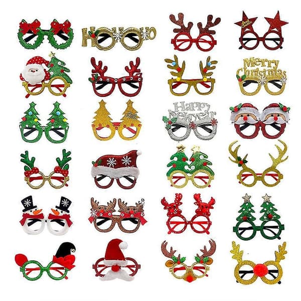 24 st julglasögon festglasögonbågar, söt julkostym