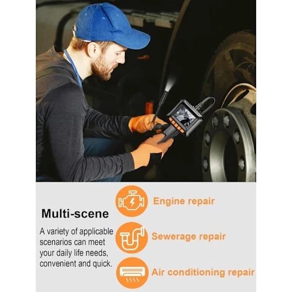 Endoscope Camera, 1080P HD Endoscope, 2.4 inch IPS Screen Pipe Inspection Camera, IP67 Waterproof Camera, 5M Semi-Rigid Cable, with Light