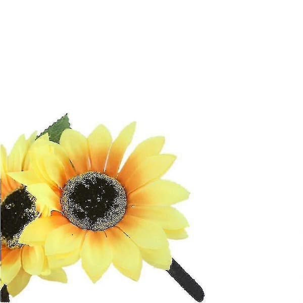 2 stk. Solsikke Hårtilbehør Polyester Strand Hårpynt Simuleringsblomst Hårbånd Til Kvinder A