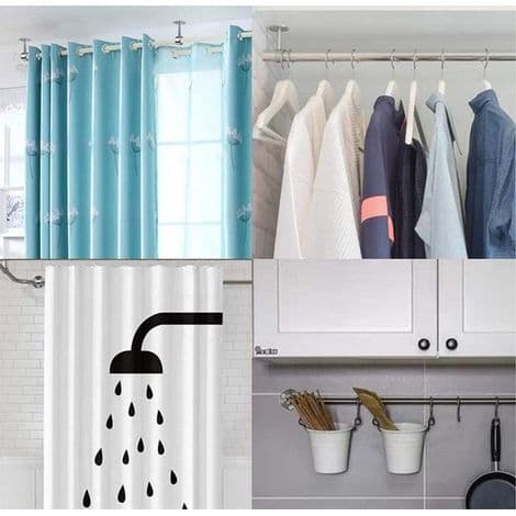 Curtain Rod Brackets, 8 Pcs Wardrobe Rod Supports, Ceiling Mounted Curtain Rod Brackets for Ceiling or Wall Surfaces, Suitable