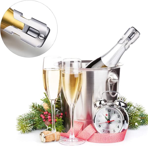 2 stk. champagneflaskepropper i rustfrit stål, vakuumforseglede flaskepropper, mousserende vinsparer