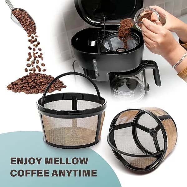 Gjenbrukbart kaffefilter, 4-kopps kurvkaffefiltererstatning, permanent kaffefilter, kaffeerstatningsfilter