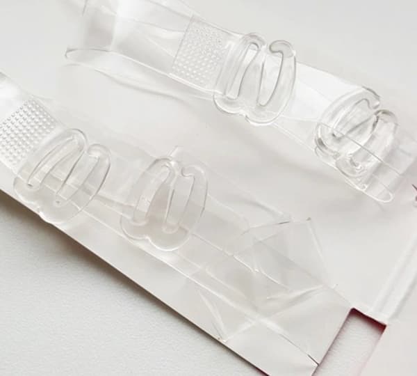 2 par Julimex Silikon axelband med transparenta krokar, storlek 10 mm (1 cm) breda