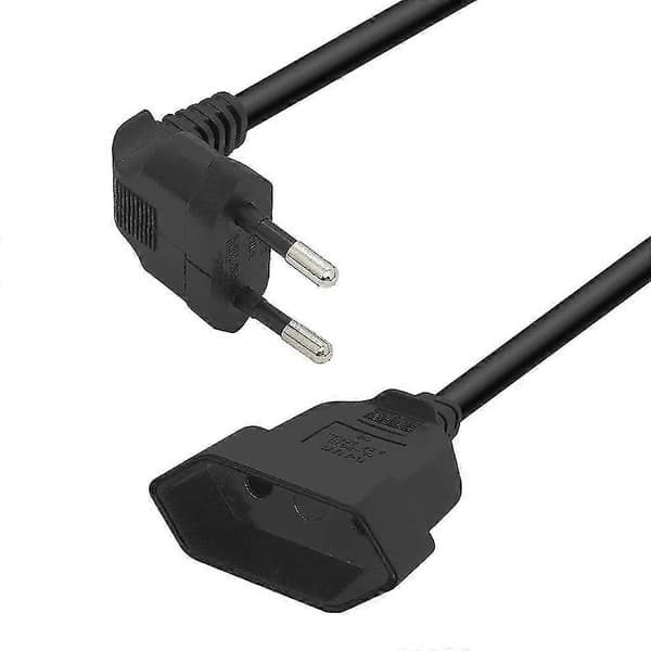 30 cm EU Strømkabel Adapter 90 Grader Europæisk Rund 2-Ben Han Til Hun Kabel
