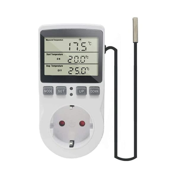 Smart temperaturkontrolluttak Maks 3680W, 230VAC, -40 120℃, Hvit