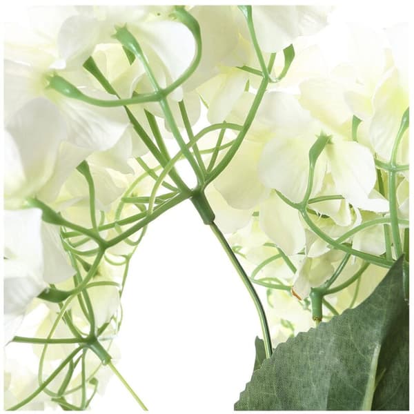 7 Store Hoveder Hvid Silkehortensia Buket