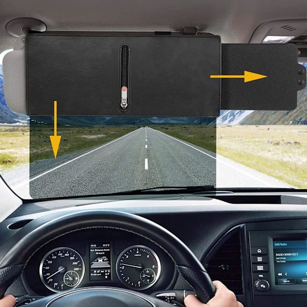 Car Sun Visor Extender, 31x15cm Anti-glare Pull-Down Sun Visor with Zipper