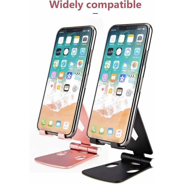 2-pak justerbar mobilholder til skrivebord i robust aluminium til iPhone, iPad, mobiltelefon, Android-smartphone
