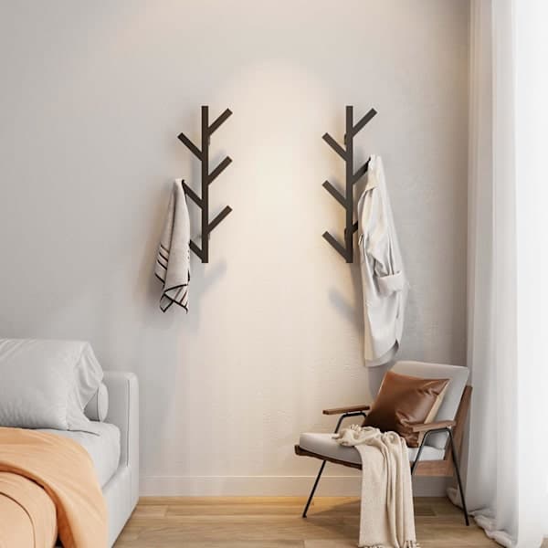 Modern Metal Wall Mounted Coat Rack - Wall Mounted Coat Rack with 6 Hooks (41 cm), Hooks for Jackets, Coats and Bags