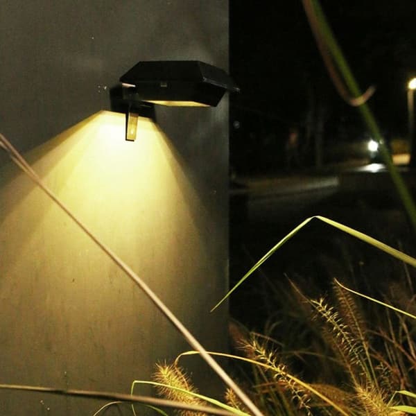 12 LED solcellelys utendørs, firkantet rekkverk, trappelys, vaskelys