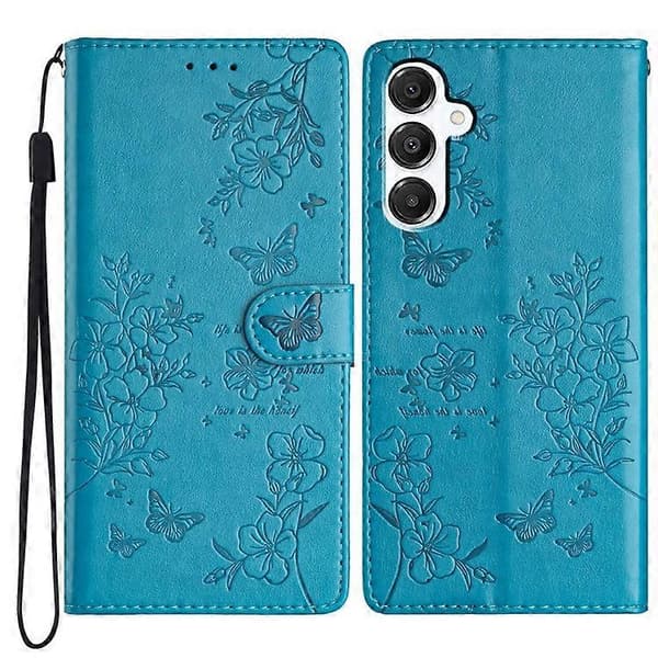 Kompatibelt plånboksfodral för Samsung Galaxy A26 5G, fjäril, blommigt tryck, läder, flipfodral [DB] Blå Blue