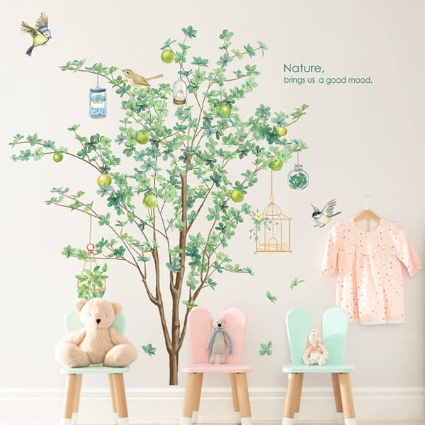 Tropical Green Plant Wall Sticker, Removable Tree Wall Sticker Mu