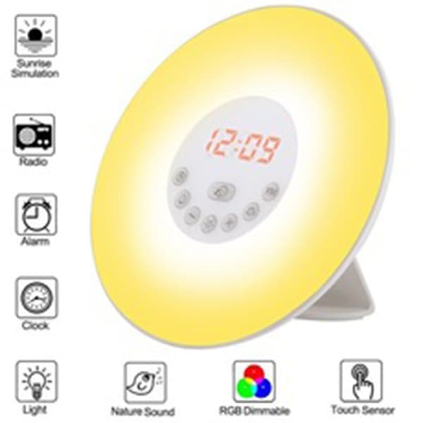 Analog Sunrise Alarm Clock LED Night Light Bedside Lamp