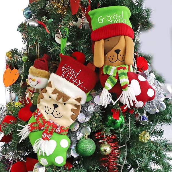 Julstrumpor, 2-pack 33 cm stor julstrumpa presentpåse korg läsk godis julstrumpor jul för upphängning vid eldstad