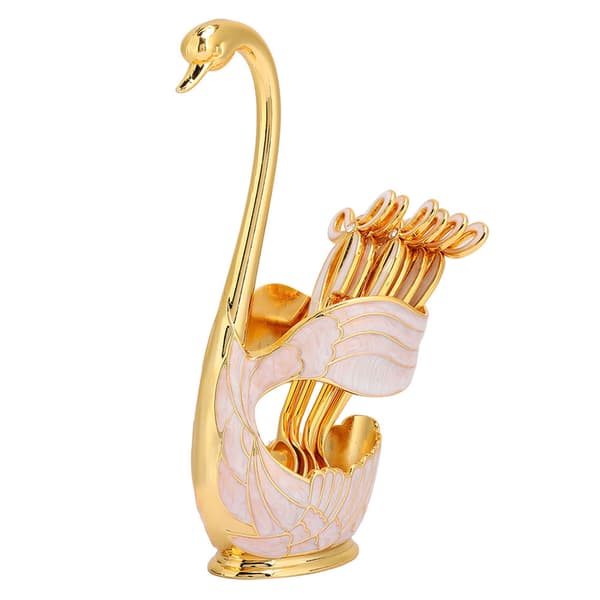 Coffee Dessert Spoon Set European Style Elegant Swan Fruit Spoon Holder Decorative Tableware Gold