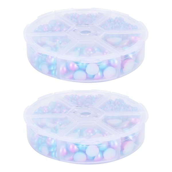 2 bokser gradient imitasjon perle halvsirkelformet ikke-porøs flat bakside dekorative tilbehør for klær DIY (blå lilla)