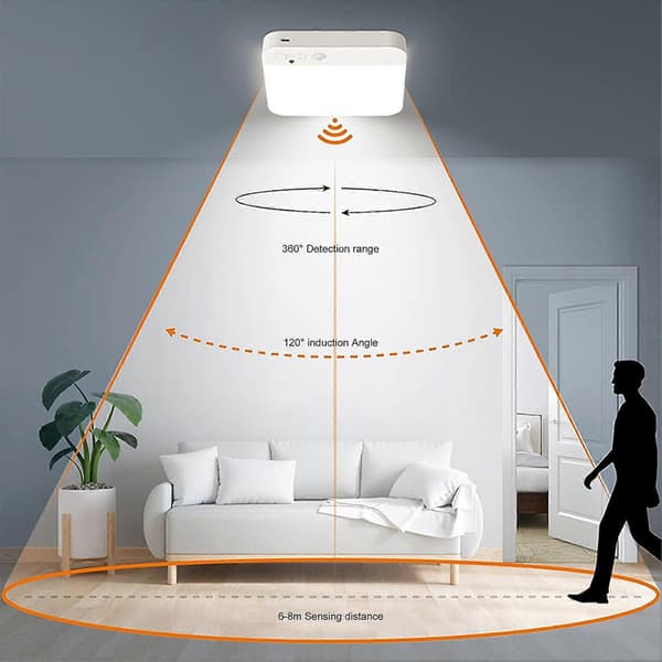 Ceiling Lamp with Motion Sensor Super Bright Flicker-Free Adjustable Brightness 120-Degree Detection Angle Wireless LED Lamp