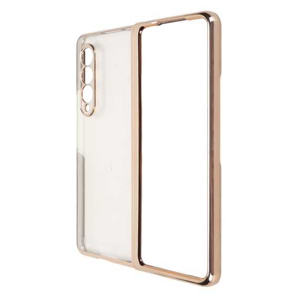 Electroplated Front Rear Phone Case Scratch Resistant Front Rear Protective Cover for Samsung Galaxy Z Fold 3 Foldable Phone Golden
