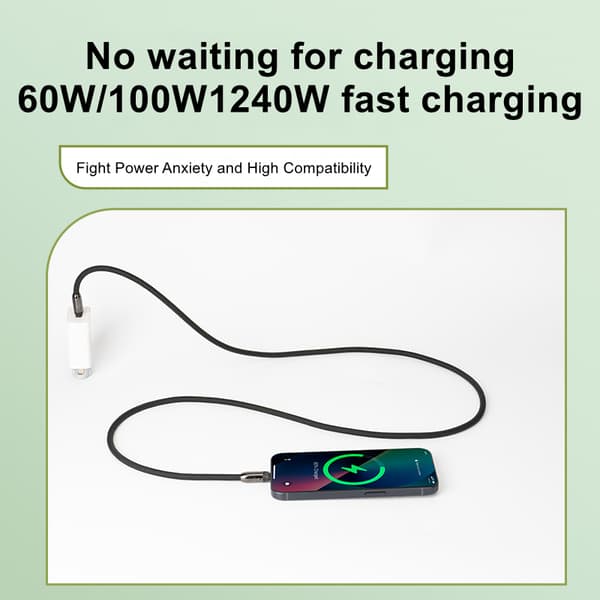 Nyeste tilpassbare 2-i-1 telefonhalskjede og ladekabel PD 60W 100W 240W USB Type C til USB C-kabel【COPL】