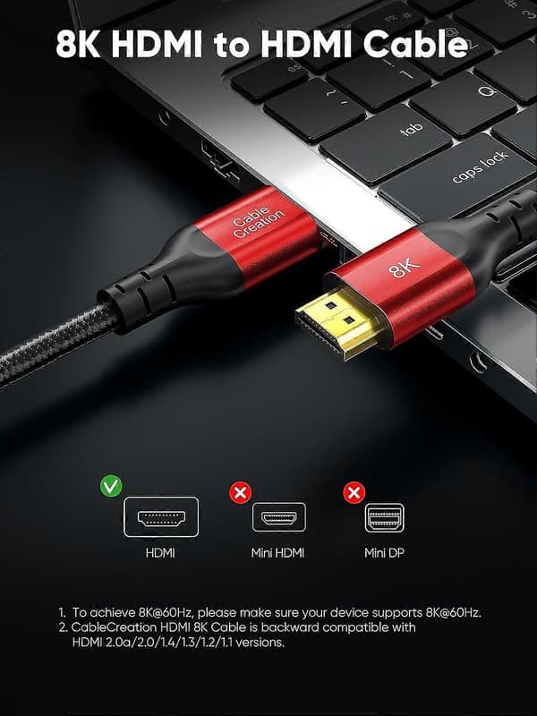 2025 Seneste Model eARC HDMI-kabel 8K, HDMI til HDMI-kabel til PS4 (48Gbps,