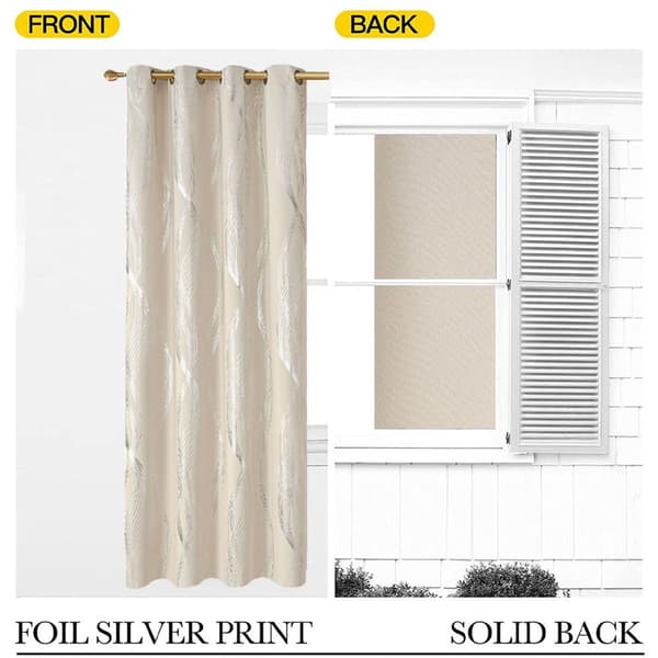 Extra Long Blackout Curtain, Wave Foil Pattern, Energy Saving White