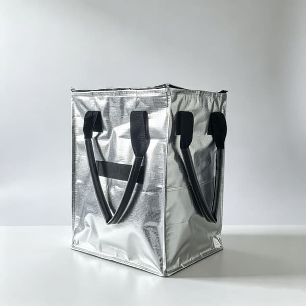 Large foldable shopping bag with wheels, spacious storage, four wheels and reinforced bottom for grocery shopping Silver Silver