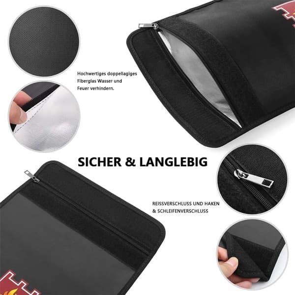 Brandsikker dokumenttaske, 38*28cm, sort