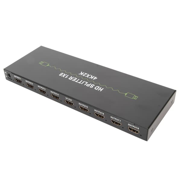 4K HD Multimedia Interface Splitter 1x8 1 ind 8 ud HD Multimedia Interface Splitter Splicer Extender 100‑240V EU-stik