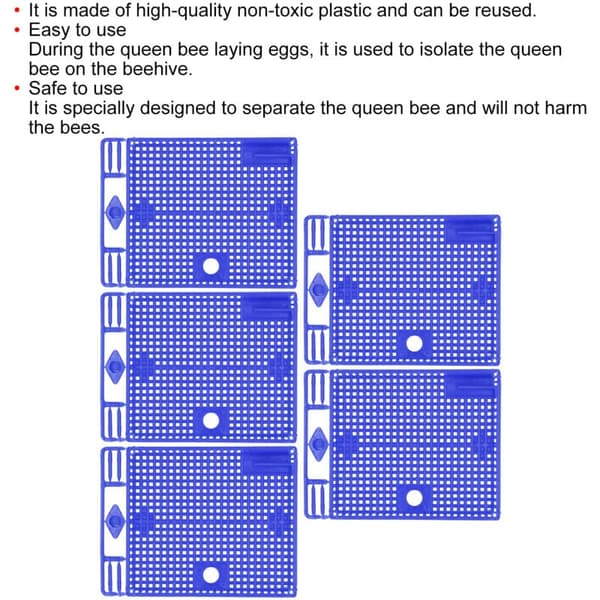 5 Reusable Queen Bee Isolators, Portable Beekeeping Introduction Cage, Blue - Compatible with Beekeeping Tools