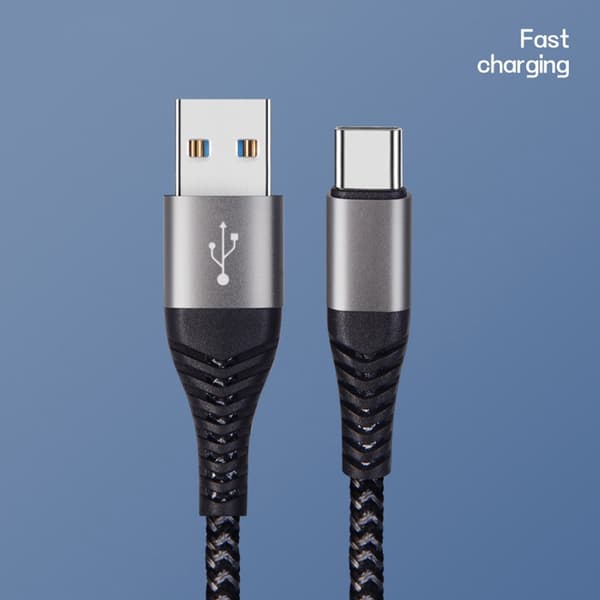 60W USB-C Snabbladdningskabel 2-pack, Nylonflätad USB till Typ-C Sladd, kompatibel med Apple, Samsung, Huawei 2 m 2 m 2 m
