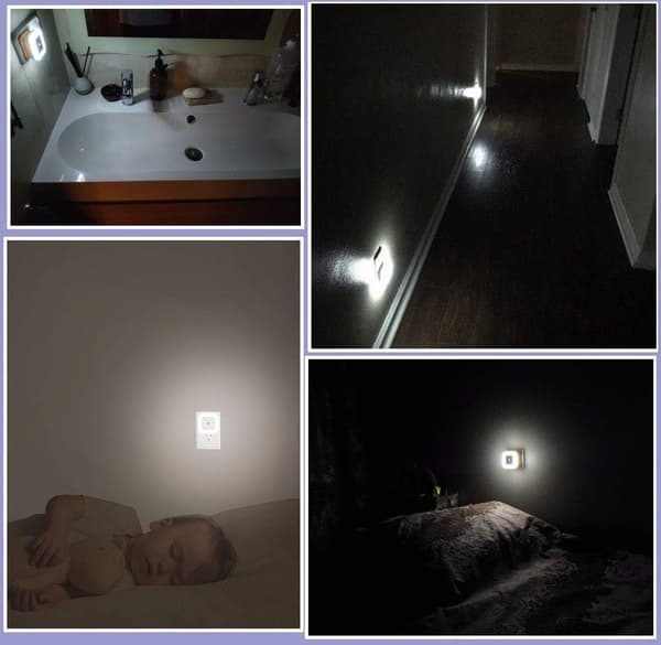 6-pack plug-in nattlampa, LED-nattlampa med automatisk skymningssensor