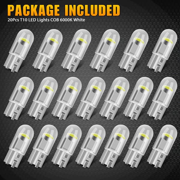 20 stk T10 glass LED-pærer med full lystransmisjon T10 sidelys