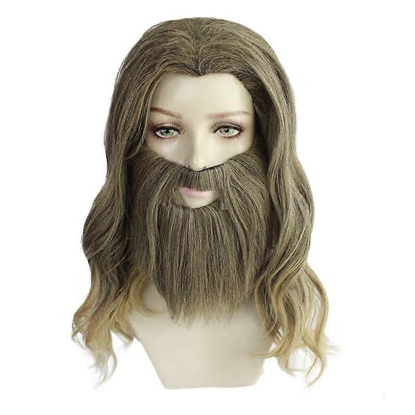 Halloween MÆND Fed Thor Cosplay Paryk Comic-con Helt Thor Rollespil Blond Krøllet Langt Hår med Skæg Kostumer
