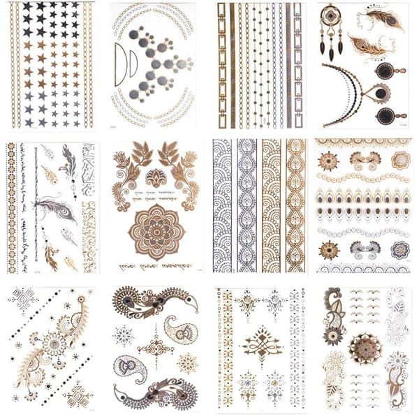 Metallic Tattoo Gold / Silver, Metal Flash Tattoo