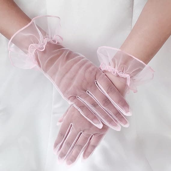 Rosa - Korte hansker for ball, teselskaper og bryllup
