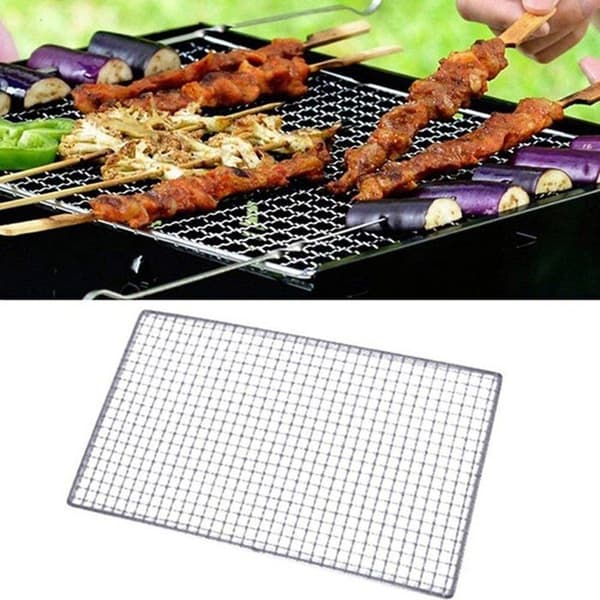Firkantet metalgrill - Sæt med 2 riste 30x45 cm - Til tilberedning af kød og grøntsager - Pejsestøtte