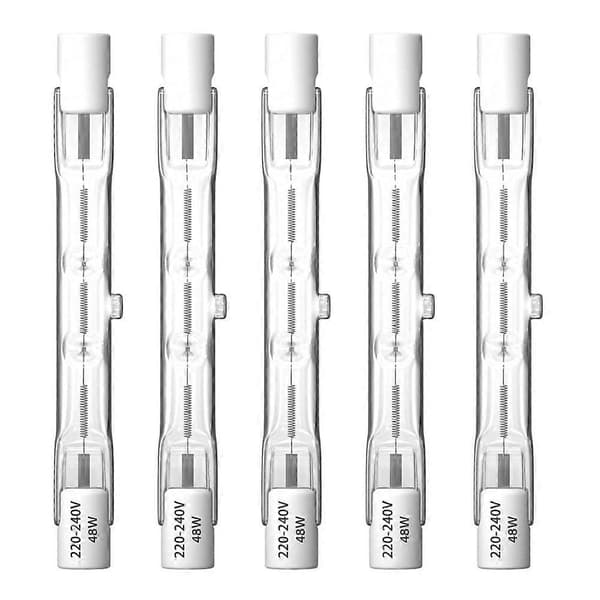 R7S Halogenpærer 48W, Dimbar Varmhvit 2800K, 5-pakning [DB]