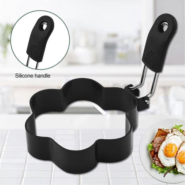 Egg mold foldable easy release stainless steel with handle various styles even heating stainless steel round shape egg ring mold kitchen utensil Jikaixiang