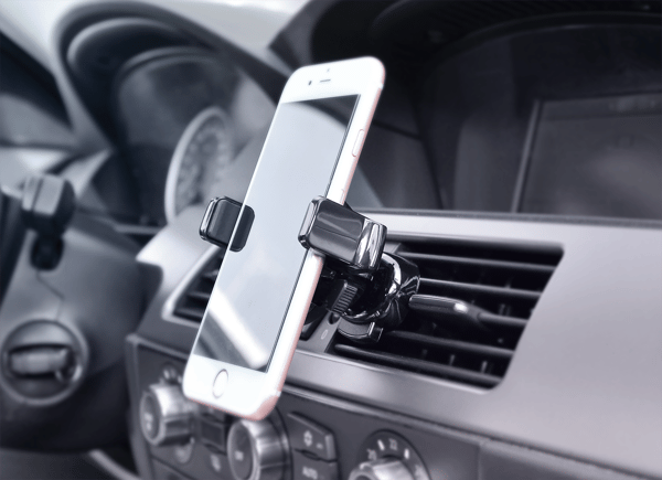 Luftventil bilholder, til smartphones 60-88 mm, drejelig Svart