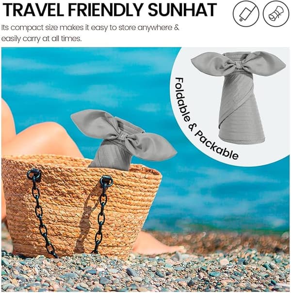 Hatter for kvinner UPF 50+ UV-solbeskyttelse konvertibel strandvisirhatt